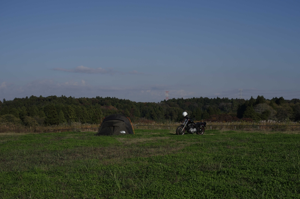 バイクでソロキャンプ　オートキャンプ悠遊の丘